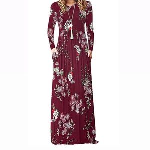DEARCASE Women's Long Sleeve Loose Maxi Dress with pockets - Casual Long Dress